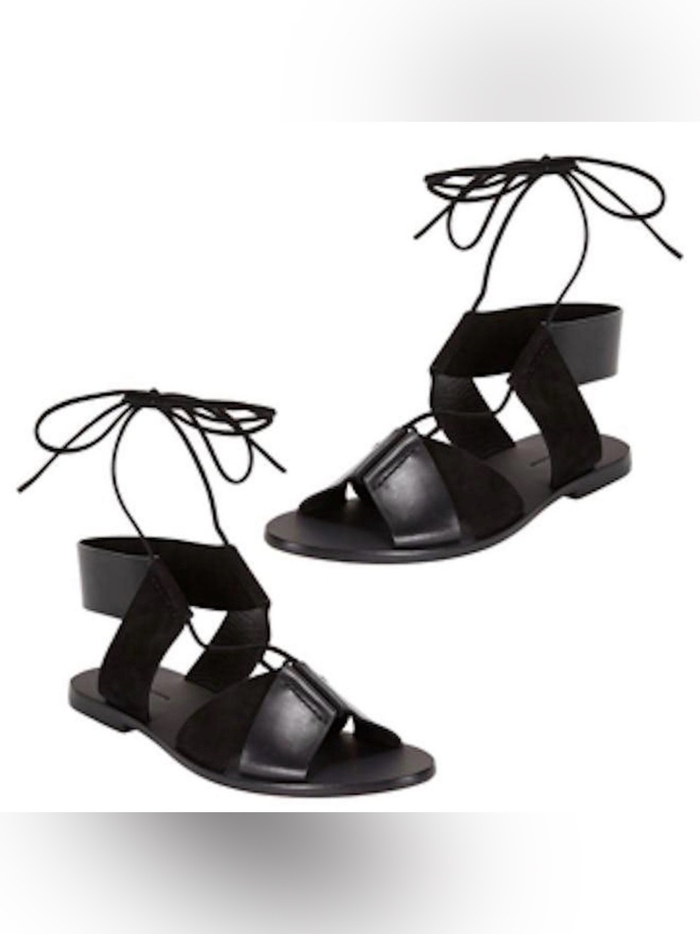 Alexander Wang Black Lace- Up Leather and Suede Women's Sandals